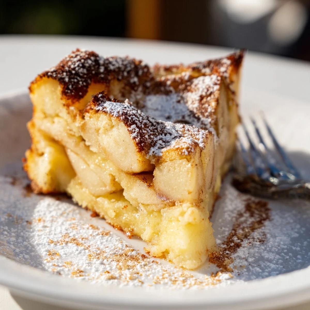 Ofenfrische, goldene deutsche Apfelpfannkuchen, perfekt für Brunch oder süßen Genuss.  