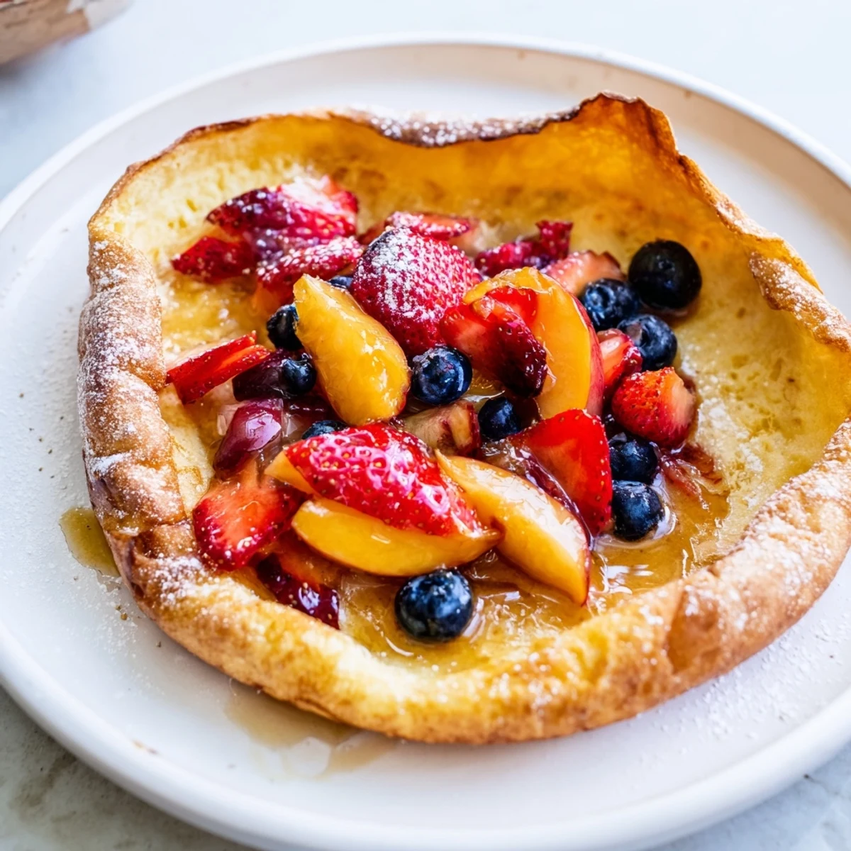 Golden brown Quick German Pancakes, bubbling and delicious right out of the oven, perfect for brunch.
