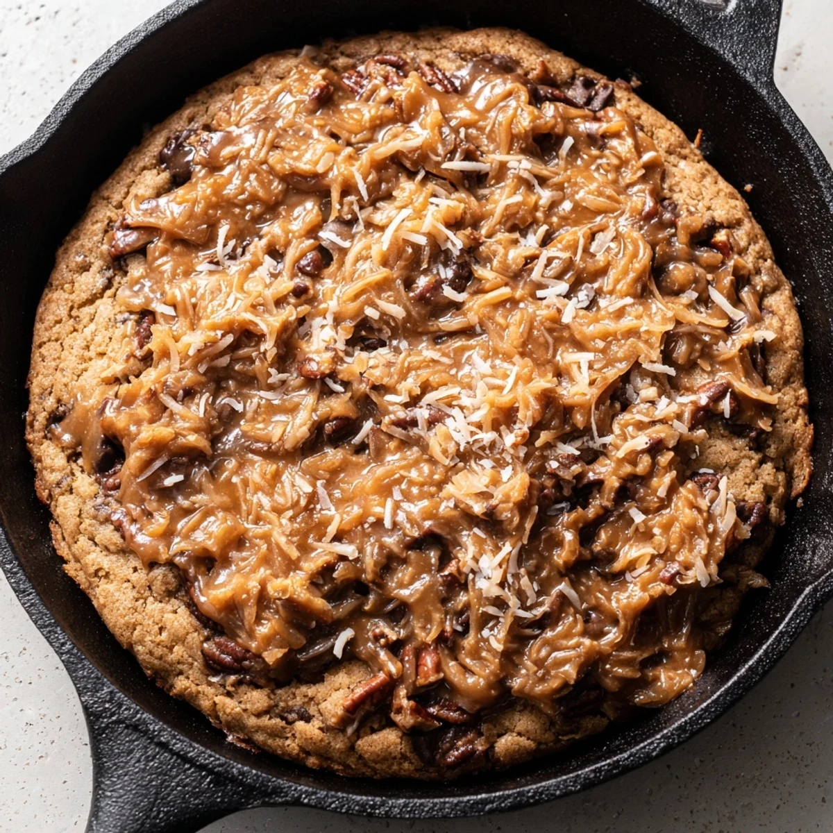 German Chocolate Skillet Cookie