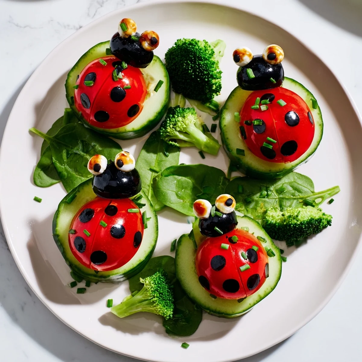 Ladybug Garden Platter appetizer, a colorful veggie and cheese arrangement for your party.
