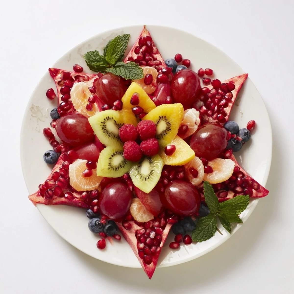 Vibrant Festive Poinsettia Fruit Bowl: Enjoy a refreshing mix of fruit dressed in lime-honey for brunch.