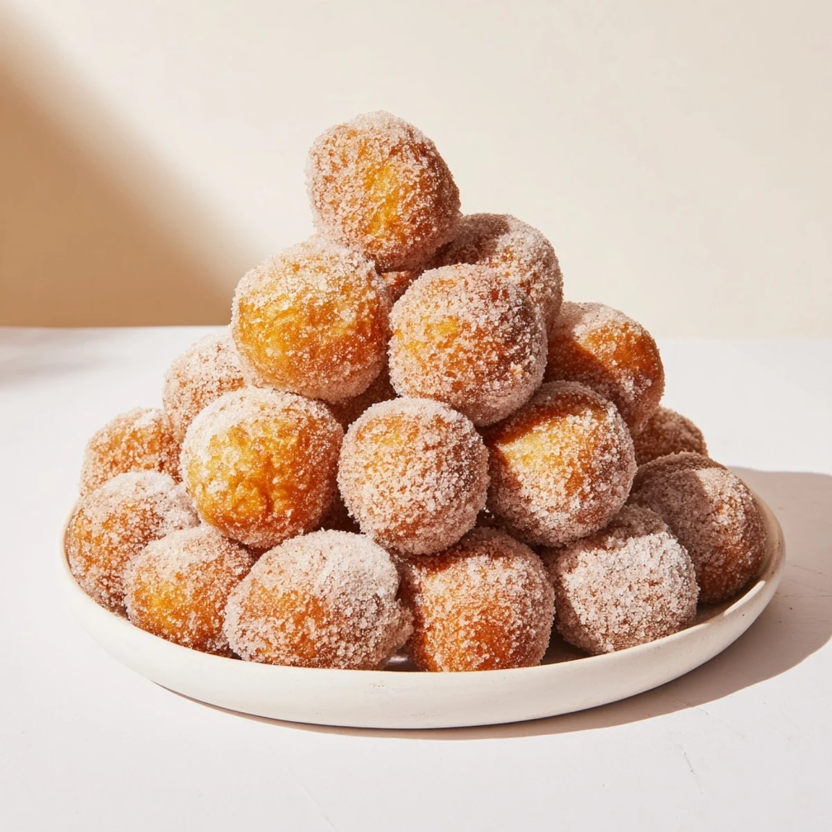 Fluffy powdered donut holes mountain, a sweet, sugary peak dusted with extra powdered sugar.