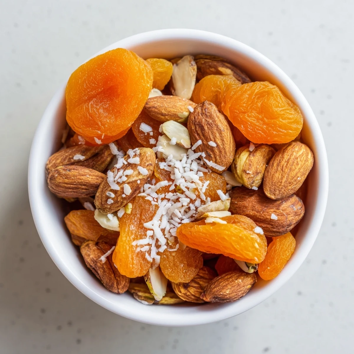 Elegant cheese board addition featuring a delicious Fruit & Nut: Almonds and Dried Apricots Simple Pile snack for serving.