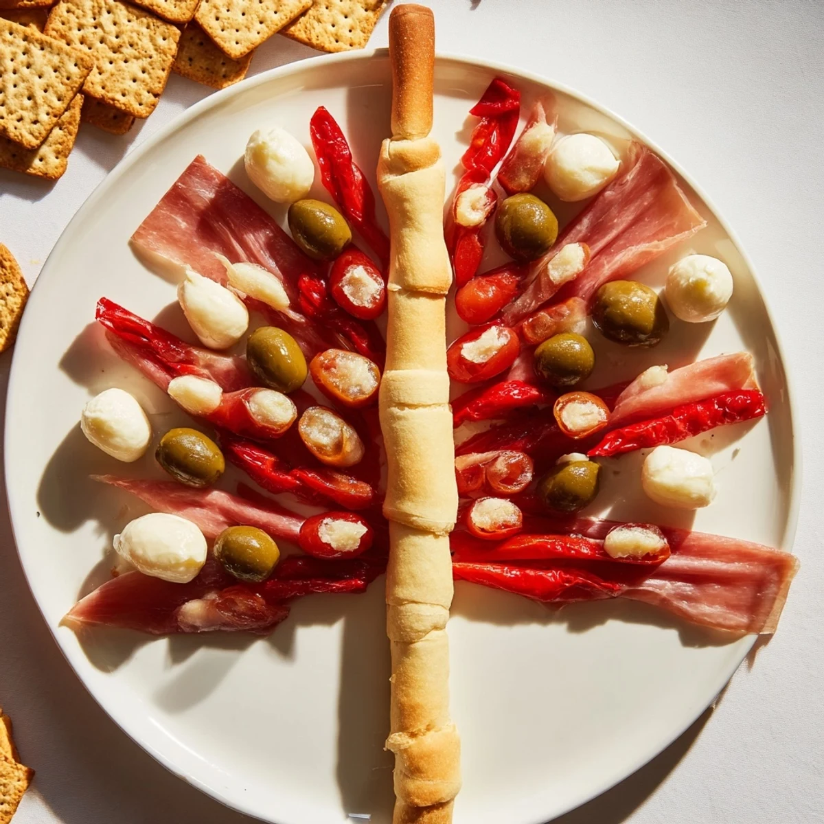 A beautiful Fractal Tree Branching Bread Platter featuring cured meats, cheeses, and veggies.
