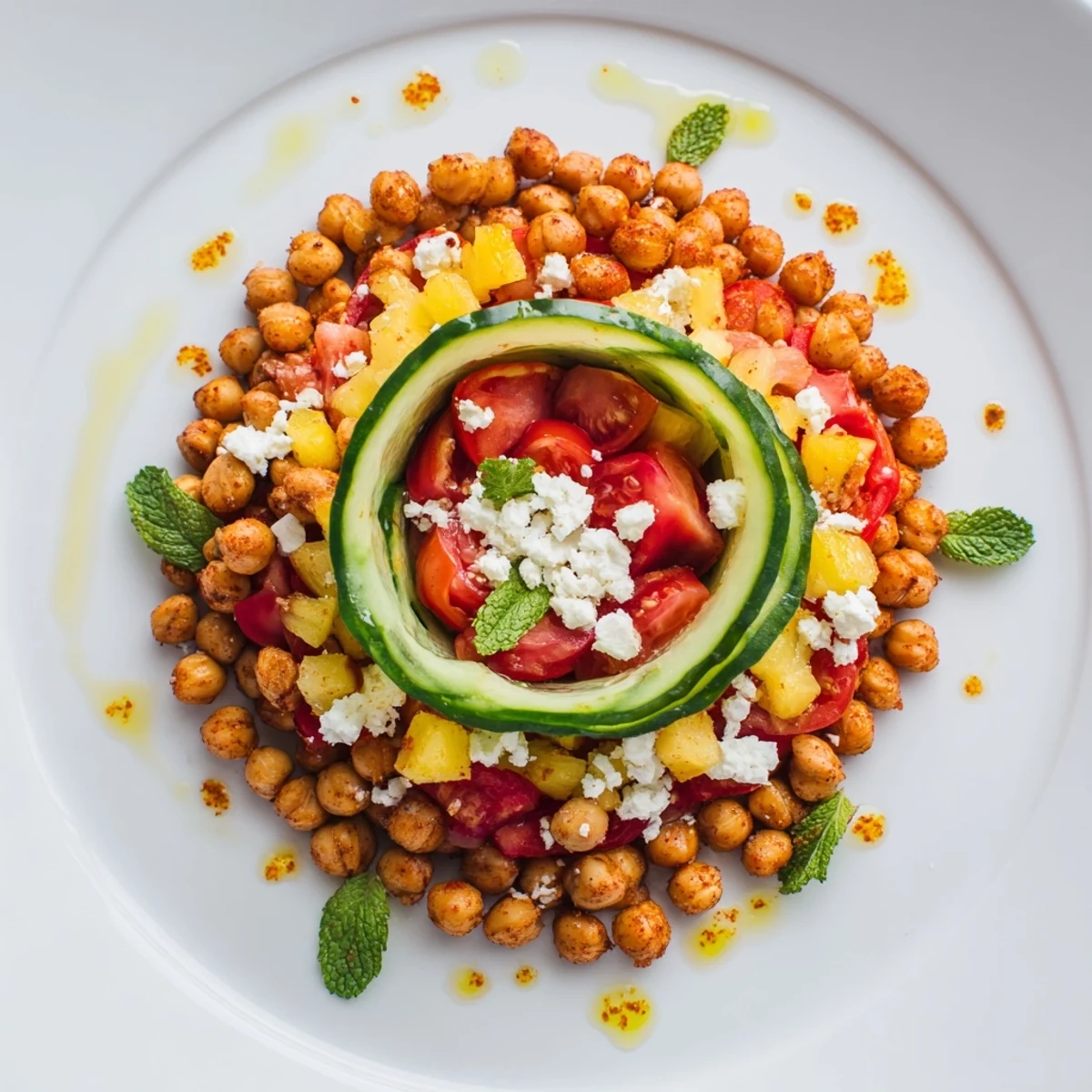 Colorful concentric rings of flavor with pineapple, offering a perfect, artistic appetizer.