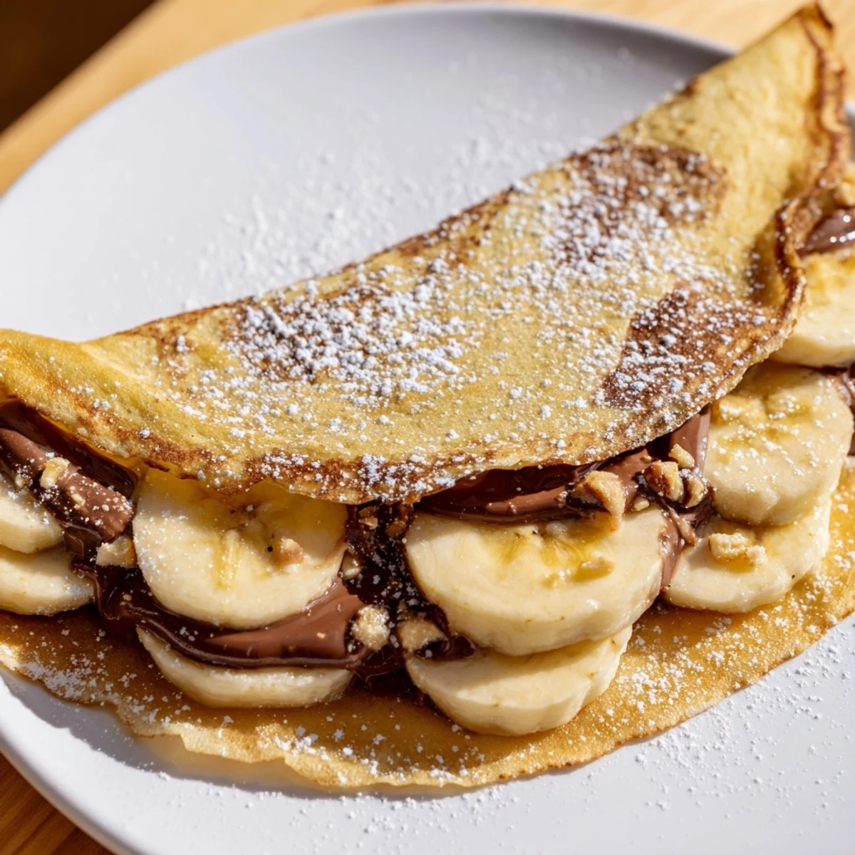 Warm, crispy Banana Nutella Wrap, golden brown and perfectly folded, ready to eat.