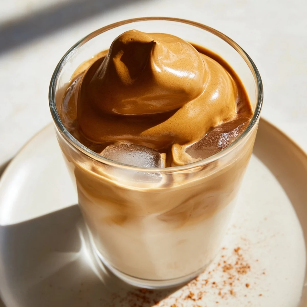 Creamy Brown Sugar Dalgona Latte topped with cinnamon, a visually stunning cafe treat.