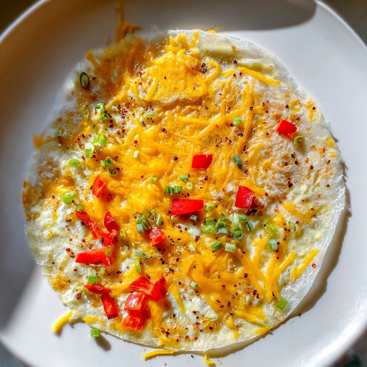 Crispy Rice Paper Egg Cheese Wrap, filled with melted cheese, ready for a satisfying breakfast.