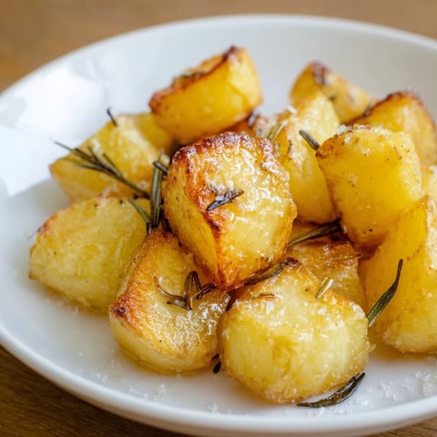 Crispy, golden-brown Beef Tallow Roasted Potatoes, perfect for a flavorful, easy side dish alongside dinner.