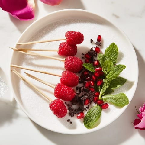 Beautiful Baisers de Minuit display, featuring sugared citrus, ruby pomegranate seeds, and fresh mint leaves.