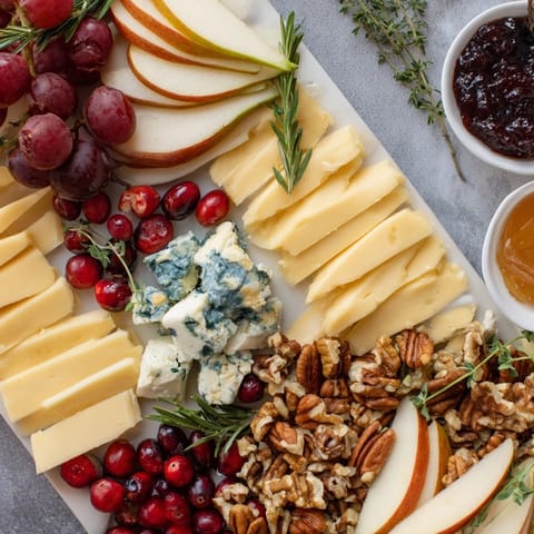 A close-up of a stunning Seasonal Winter Cabin Cheese Display, perfect for a festive gathering.