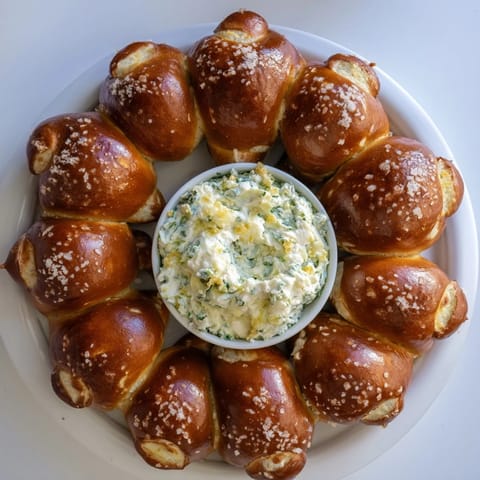 Pretzel Kranz mit Spinatfüllung