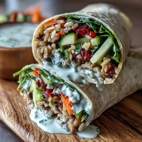 Black-Eyed Pea Wraps with creamy tahini drizzle, vibrant veggies, and whole wheat tortillas, perfect for a healthy lunch.