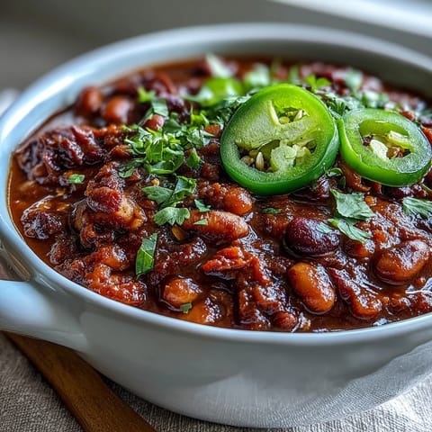Spicy Black-Eyed Pea Chili simmering in a Dutch oven with colorful peppers and corn.