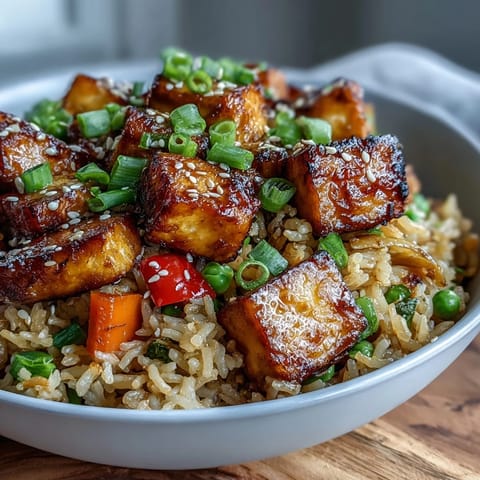 Knuspriges Sesam Tofu Reis