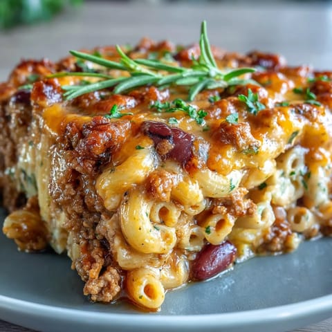 Dieses goldbraun überbackene Baked Ranch Turkey Chili Mac in einem Gusseisentopf zeigt eine cremige Mischung aus Nudeln, Truthahn, Bohnen und Käse, dampfend und zum Favorit der Familie.