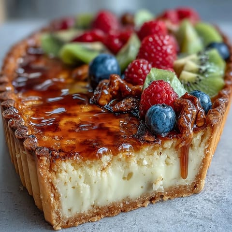 2. Aromatischer Kardamom-Custard-Tart mit seidiger Füllung und farbenfrohem Beeren-Topping.
