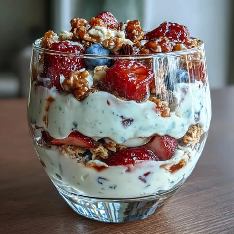 1. Ein farbenfroher Galentines Brunch mit einem Erdbeer-Joghurt-Parfait-Buffet, gefüllt mit frischen Beeren, knusprigem Granola und cremigem griechischem Joghurt.  