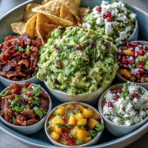 Eine interaktive Guacamole-Bar mit würzigen und fruchtigen Topping-Optionen.