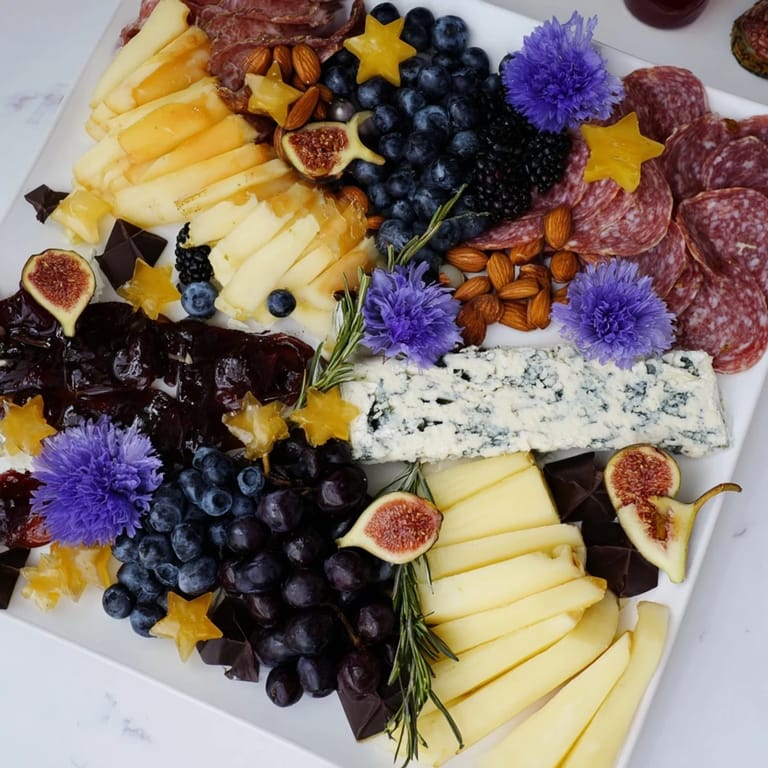 Köstliches Celestial Night Board für eine besondere Nacht, perfekt angerichtet mit verschiedenen Elementen.