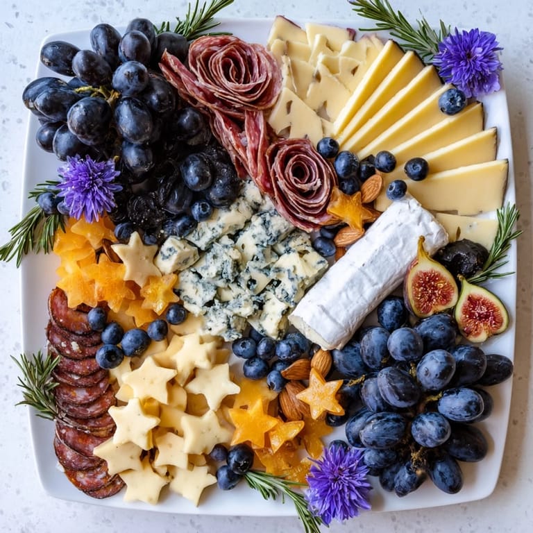 Ein verführerisches Celestial Night Board, garniert mit dunkler Schokolade und Sternen, voller Geschmack.