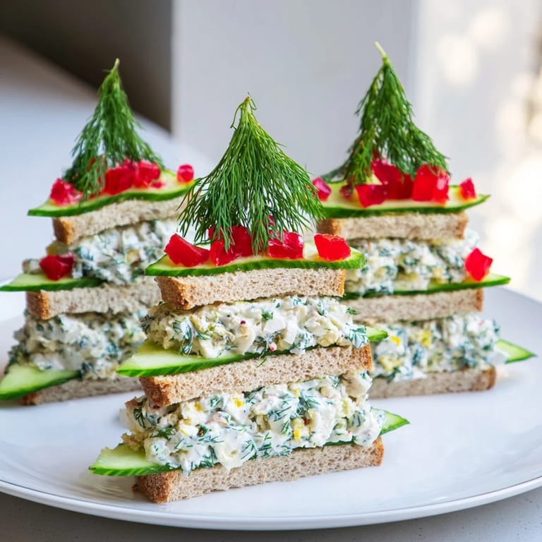 Freshly made cucumber and cream cheese tree stacks, perfect for a delightful, light snack.