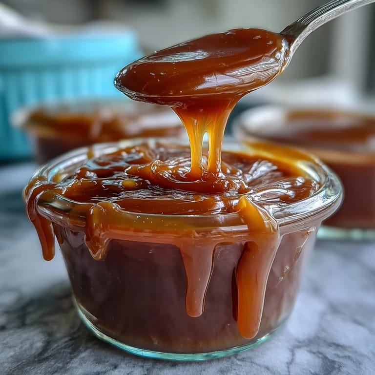 Eine goldene, leicht geröstete Karamellsauce, verfeinert mit weißer Miso, die Desserts mit ihrer tiefen, herzhaften Süße veredelt.