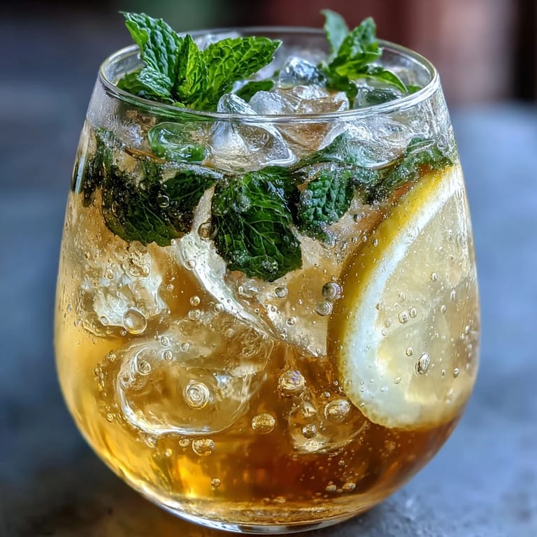 Sonnengelber Limoncello-Spritz mit Eis und Zitronenscheibe