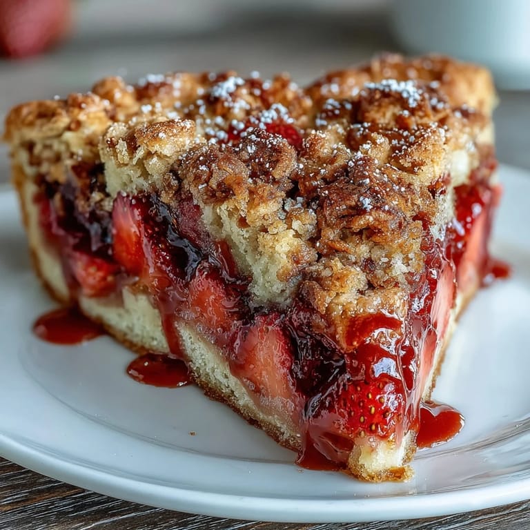 Goldbraune Galette mit frischen Erdbeeren auf cremiger Mandelfüllung.