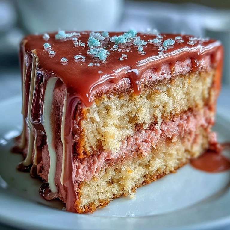 Blush-Pink-Velvet-Torte mit Rosé-Geschmack, dekoriert mit goldenem Drip und edler Optik.