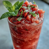 Erfrischendes Wassermelonen-Minz-Frosé, ein gefrorener Rosé-Mocktail, perfekt für den Sommer.